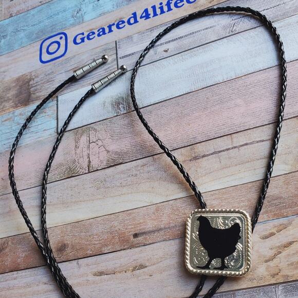 Unisex chicken lover bolo tie 4h Gift western Necklace - Picture 2 of 3